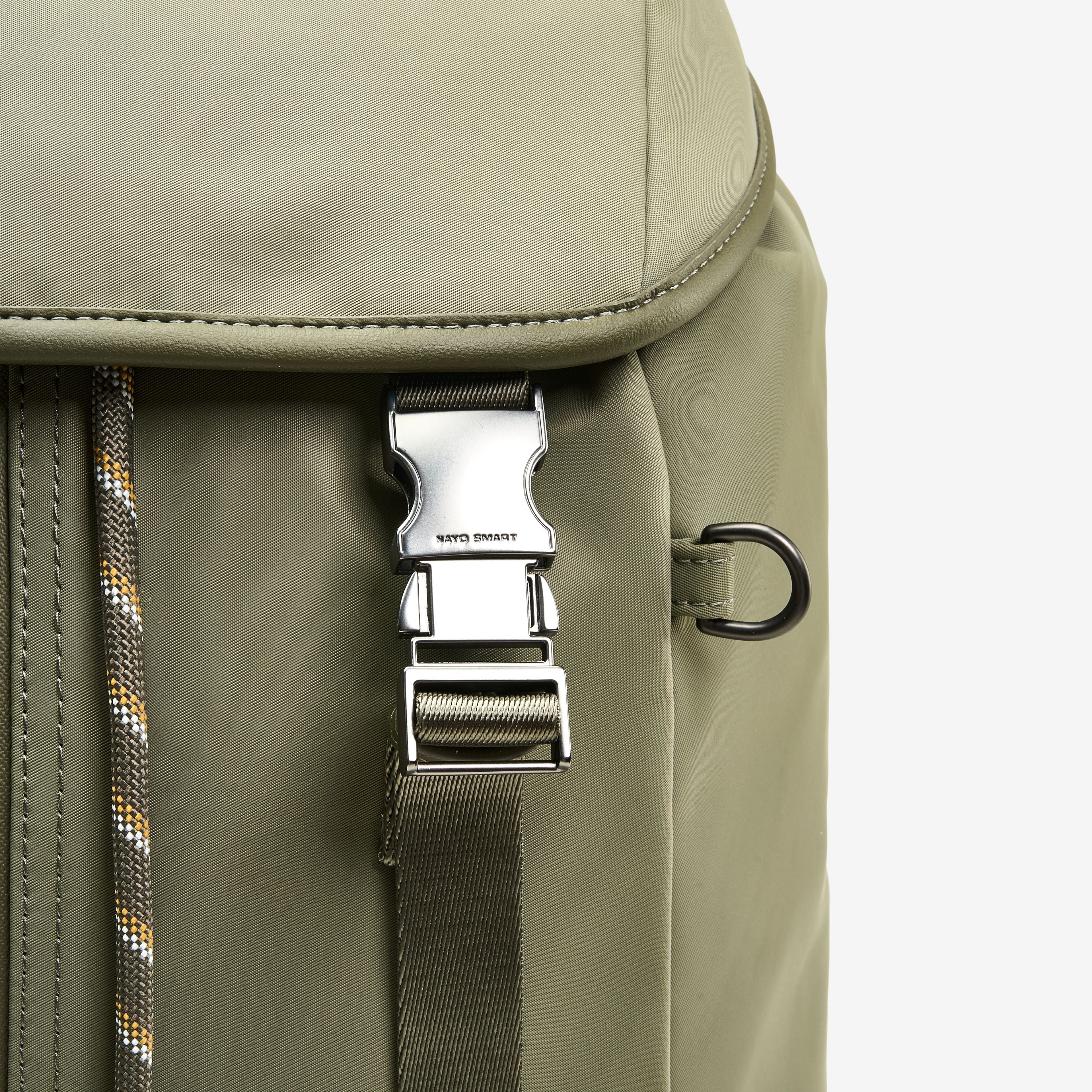 nayo smart urban u7 backpack olive green buckle