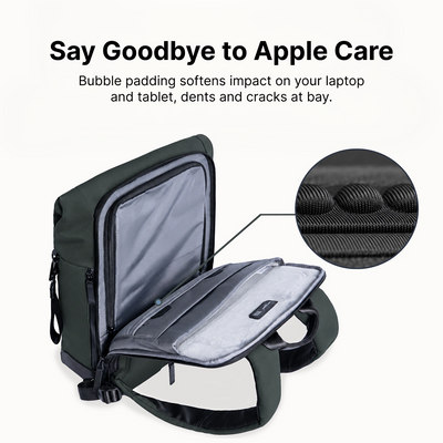 Herman Pro in Ash Green: Laptop compartment bottom padding