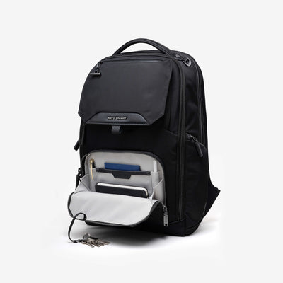 Nayo Smart Almighty A1 business travel backpack open front quick‑access pocket studio view