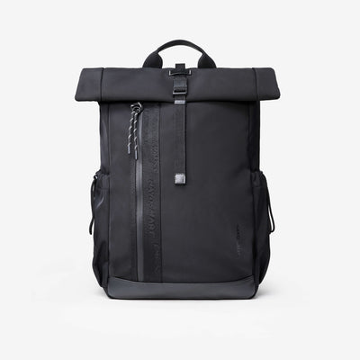 NayoSmart Urban U9 Roll-top Backpack Black front view on white background