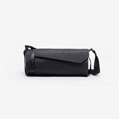 Nayo Smart Urban UL5 Cylinder Sling Bag Black, front flat studio shot, black crossbody bag