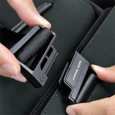 Herman Pro in Ash Green: Magnetic buckle detail