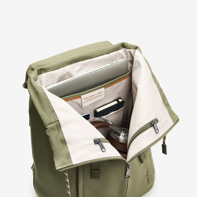 nayo smart urban u7 backpack olive green inside view open