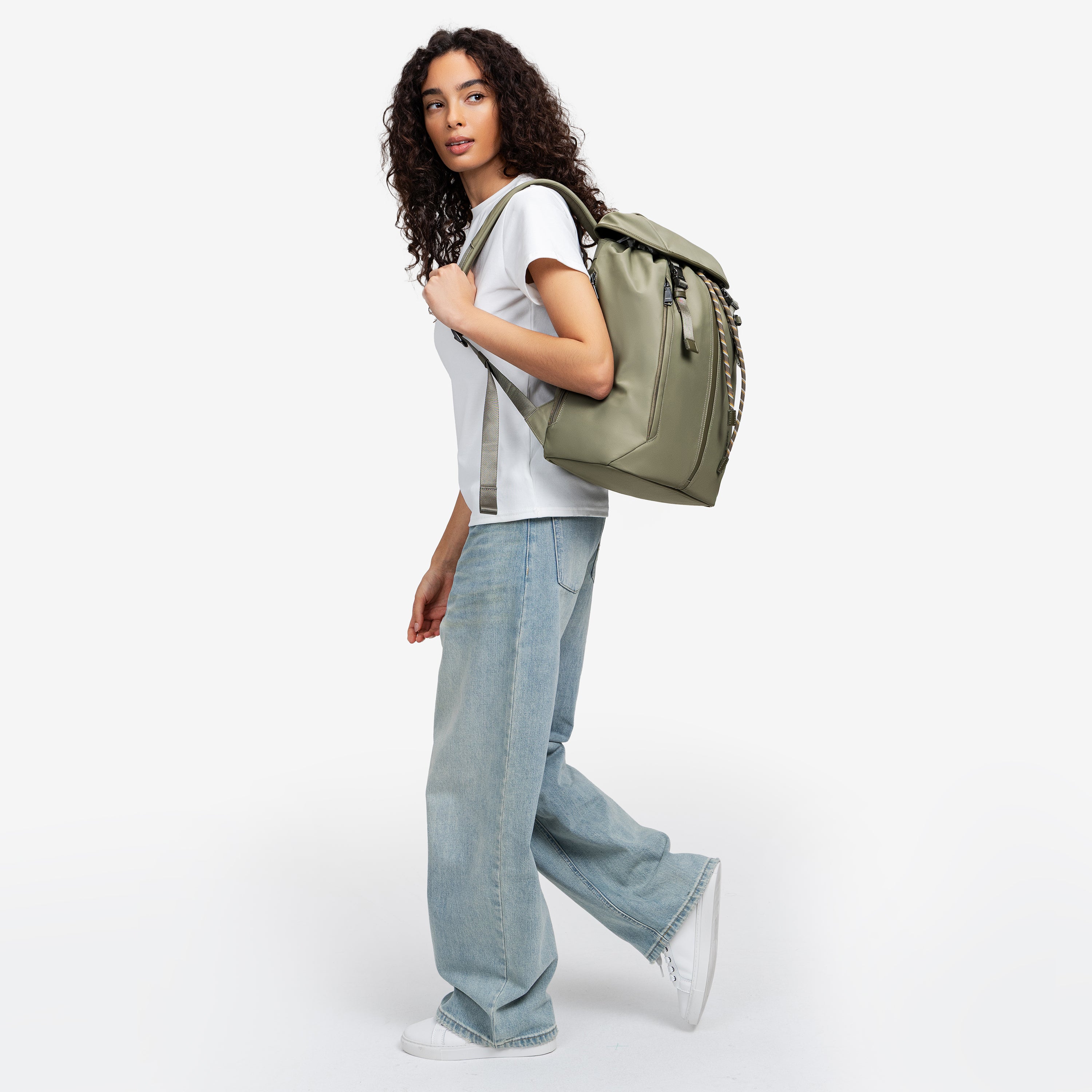 nayo smart urban u7 backpack olive green model carry women