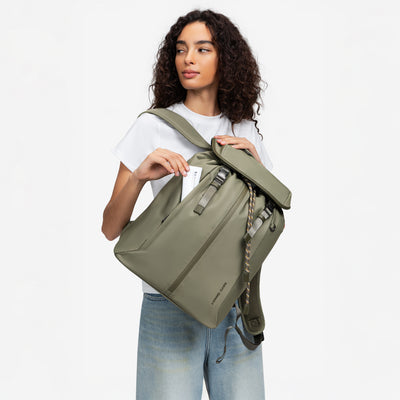 burkely leather waterproof rain trolley bag Nayo Smart Urban U7 Backpack Olive Green