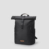 NayoSmart Urban U8 black roll‑top backpack roll‑top expansion demo, showing adjustable storage capacity for commute and travel